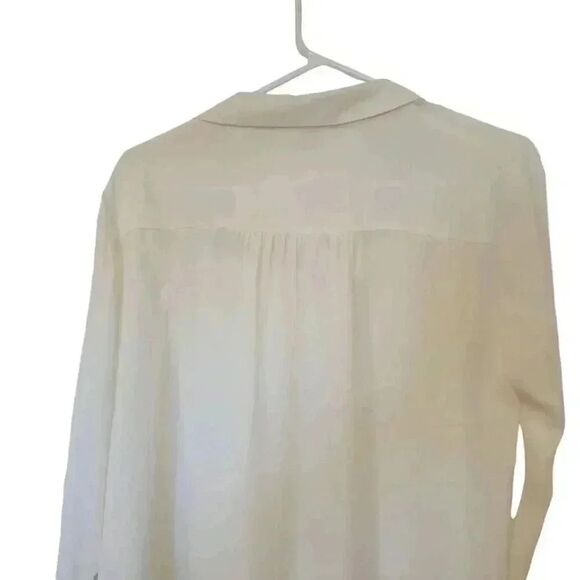 Love 21 Forever 21 Women's Ivory Poly Georgette Button Front Gold Studded & Gold - Picture 6 of 12